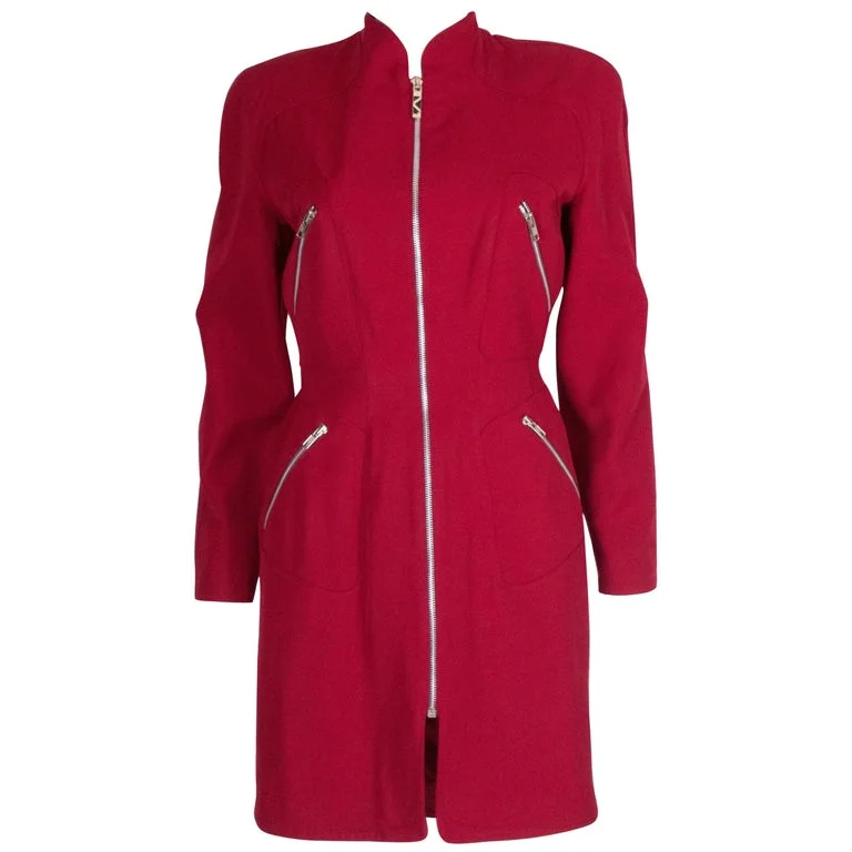 Instant Discount Mugler Aubergine Zip Up Dress