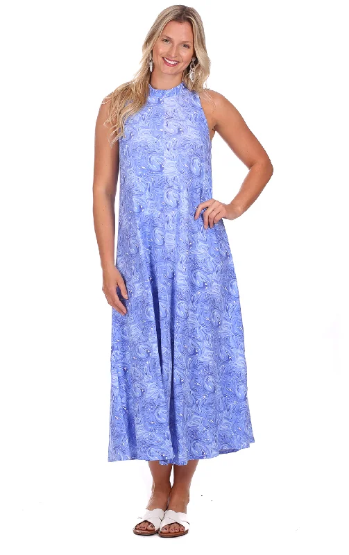 One-DAY Sale Lennox Midi Dress in Blue Marble