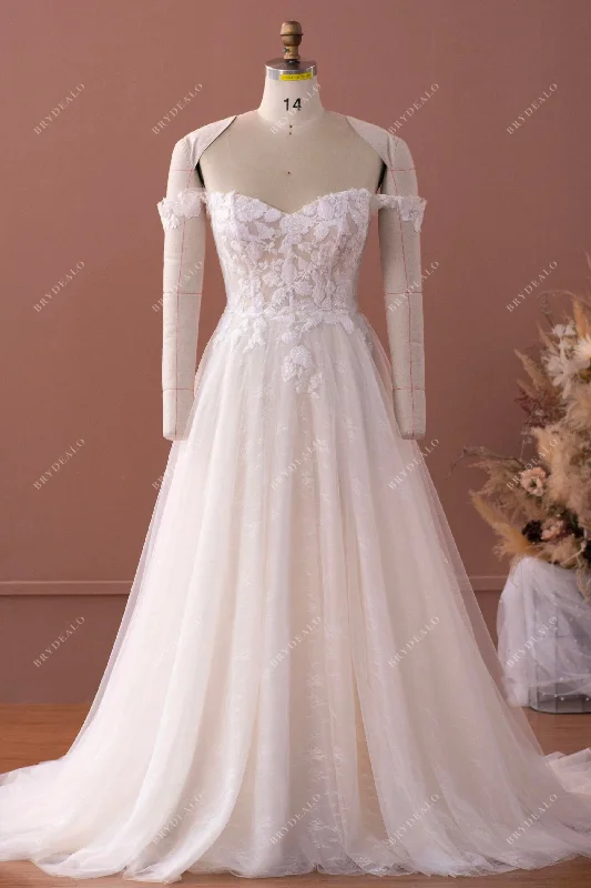 Special Savings Light Champagne Boned Bodice Lace A-line Wedding Dress
