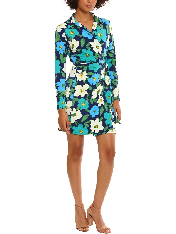 Can't Miss Womens Floral Print Party Wrap Dress