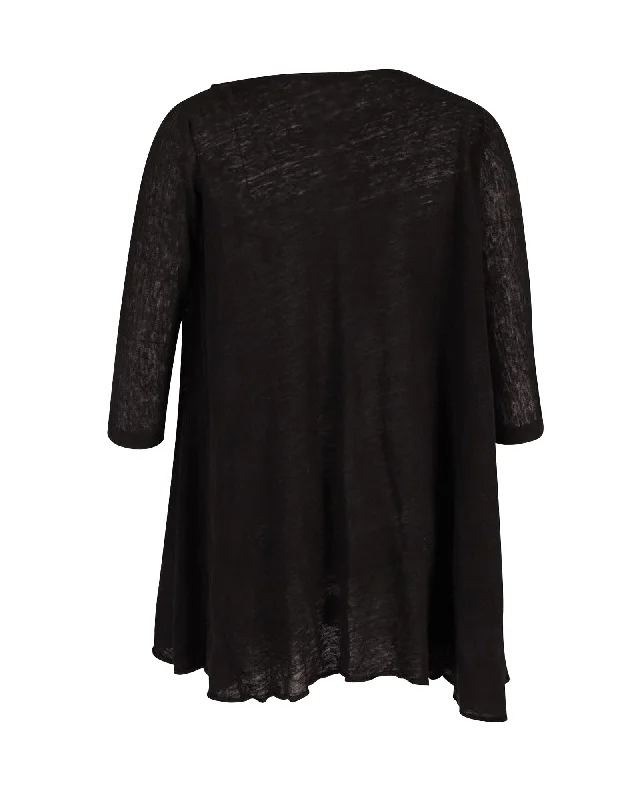 Stock Clearance Maje Quarter-Sleeved Mini Dress in Black Linen