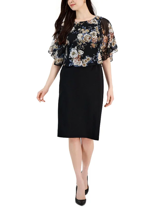 Daily Deals Womens Floral Printed Chiffon Sheath Dress
