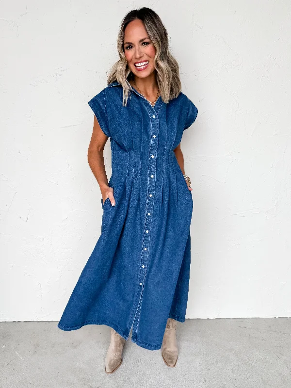 Stock Clearance Denim Dreams Midi Dress