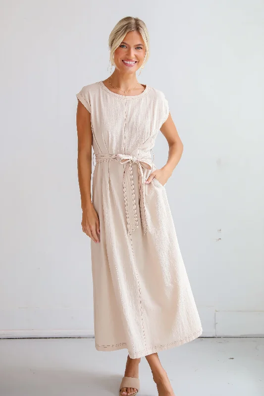 Warehouse Sale FINAL SALE - Easy To See Natural Midi Dress