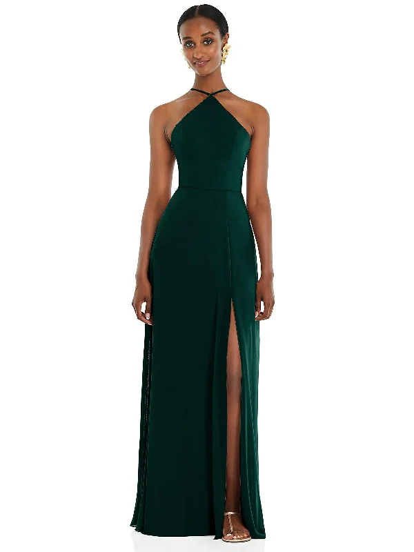 Price Rollback Diamond Halter Maxi Dress with Adjustable Straps