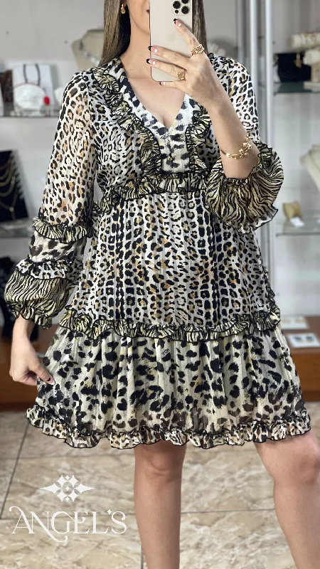 Stock Up and Save Leopard Print Babydoll Dress