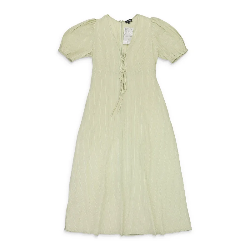 Major Savings CALLIPYGIAN LACE UP GREEN MAXI DRESS