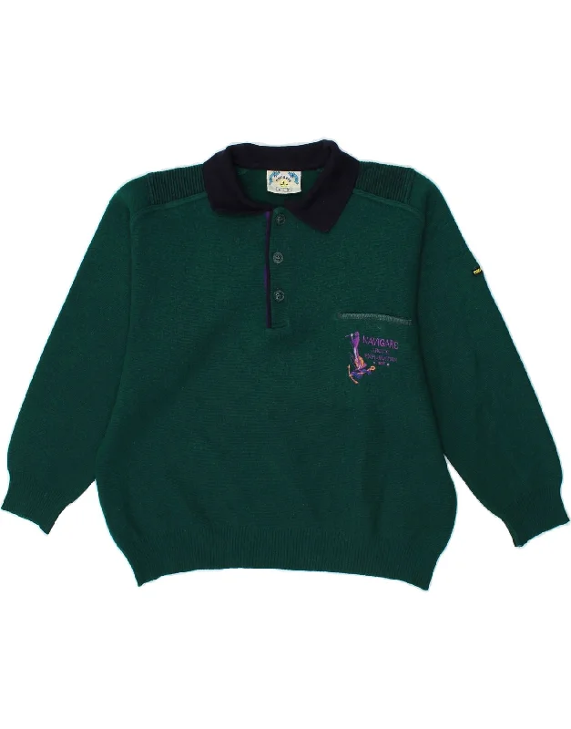 Deep Discounts NAVIGARE Womens Polo Neck Jumper Sweater UK 16 Large Green Wool