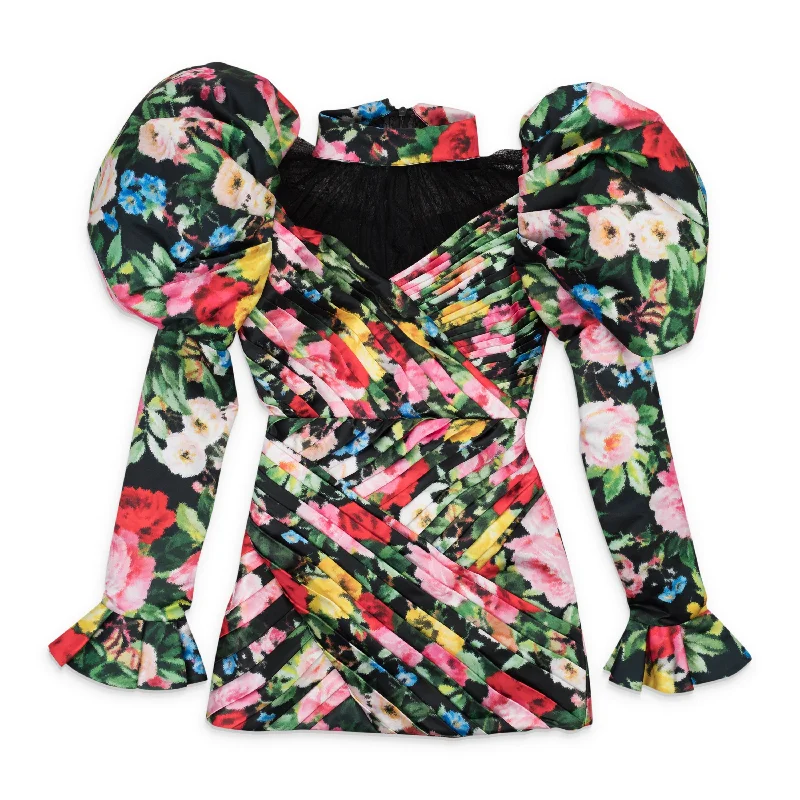Hurry In RICHARD QUINN LOWRY 80'S PLEATED MULTICOLOR MINI DRESS