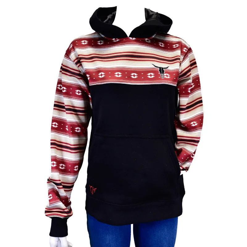 Price Cut Womens Cowgirl Hardware Chevron Striped Skull Black Fleece Hoody