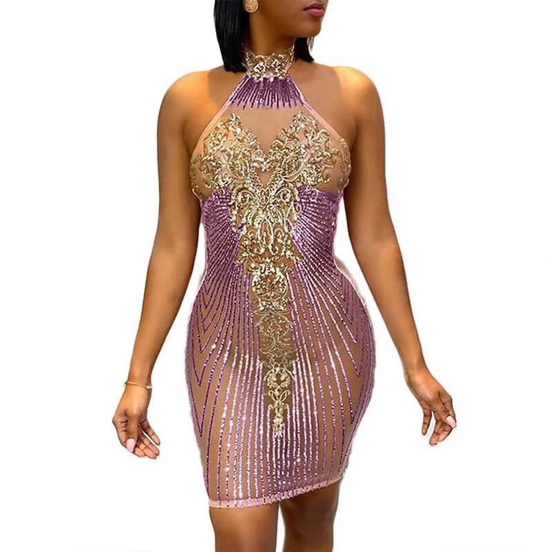 Can't Be Beat Sequin See Through Bodycon Dress