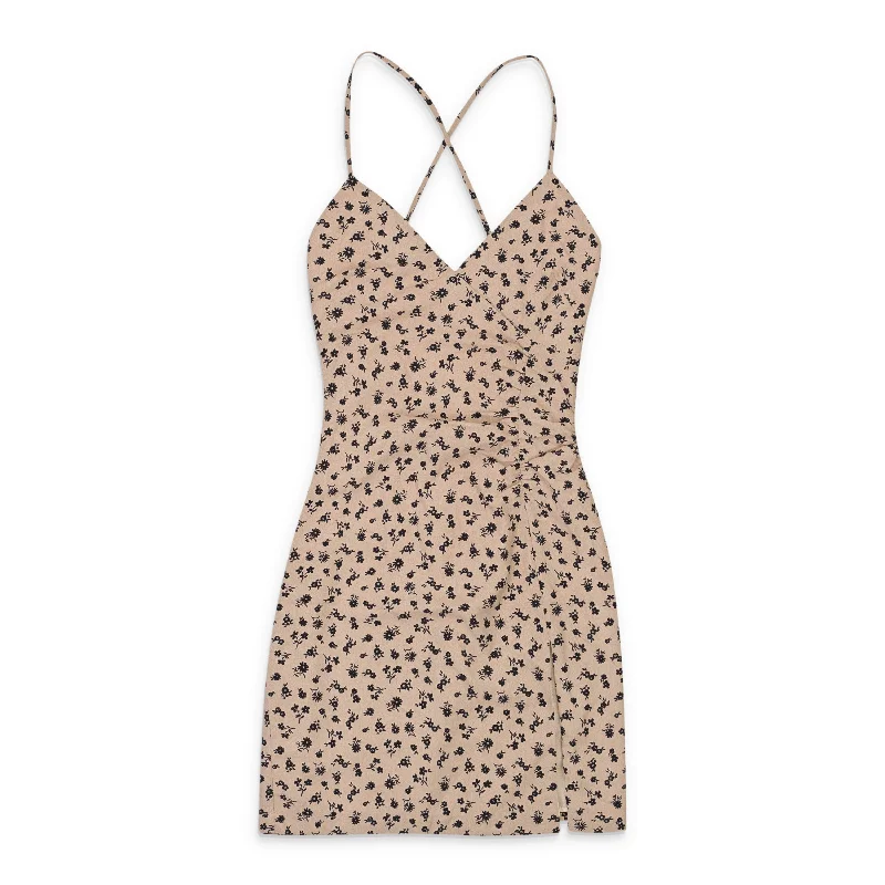 Final Markdown CALLIPYGIAN HIGH TIE BEIGE SLIP DRESS
