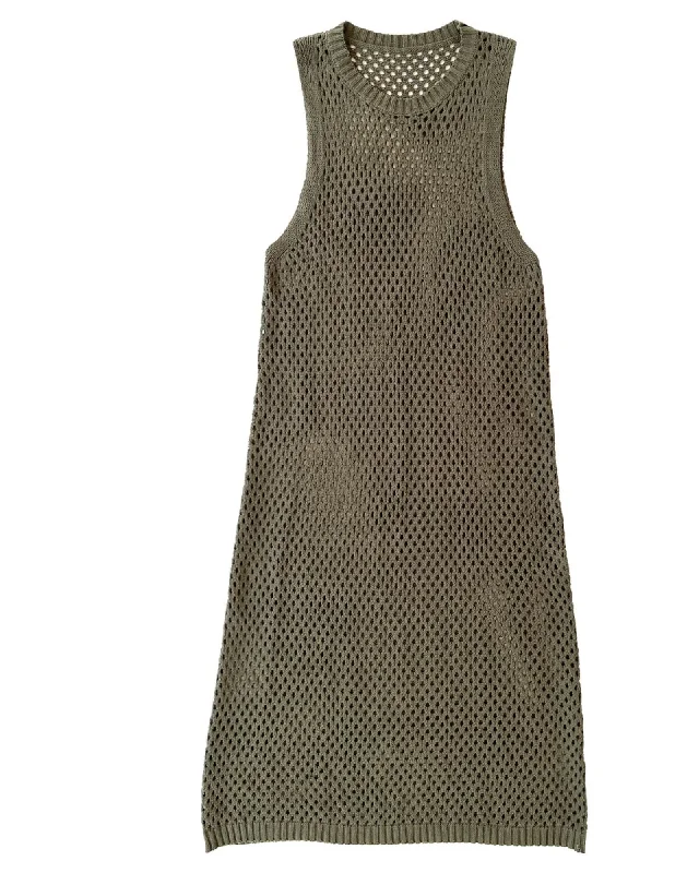 Massive Deals Open Knit Dress in Olive | Olive