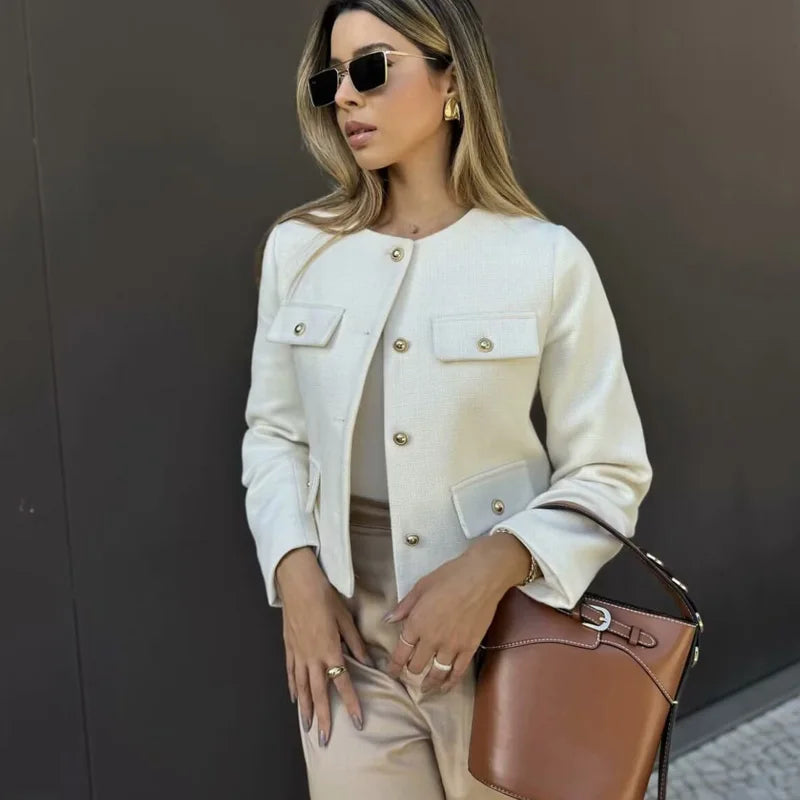 Lowest Prices Women's Cropped O Neck Tops Fashion Designer Jackets