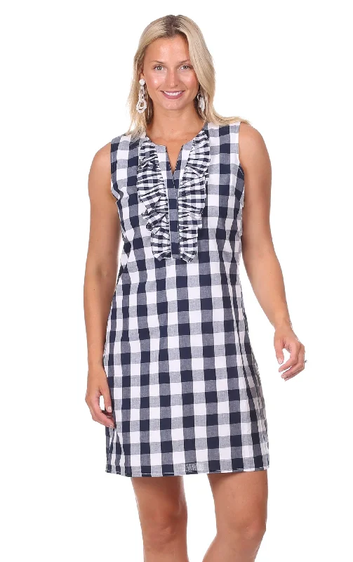 Savings Spectacular Kelly Dress in Navy Gingham