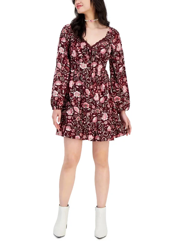 Great Deals Womens Lace Trim Mini Fit & Flare Dress